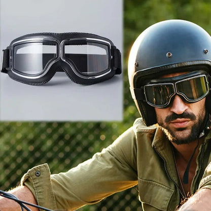 🥽  NU 50% KORTING! 🏍️ Vintage motorbril – UV-bescherming, anticondens en verstelbare band 🛡️