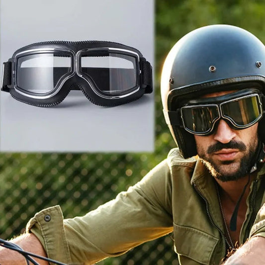 🥽  NU 50% KORTING! 🏍️ Vintage motorbril – UV-bescherming, anticondens en verstelbare band 🛡️