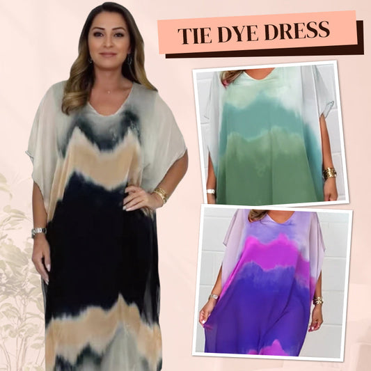 🎁2026 Nieuw binnen 50% KORTING💥✨Dames Comfortabele Casual Chiffon Dip Dye Jurk