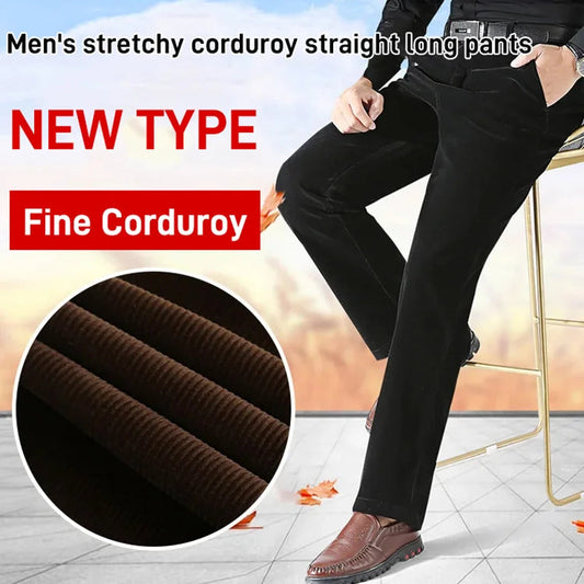 Stretchy Corduroy Rechte Lange Broek Heren