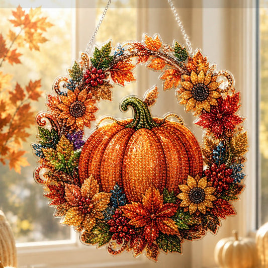 🔥Aanbieding 2026: 50% korting✨⚡ Meer dan 50.000 verkocht! 🎁🍂 Complete doe-het-zelfset voor een herfstpompoen diamantschilderij krans/hanger
