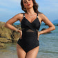 👙Vakantie Hete Uitverkoop 49%🩱Metallic Accent Mesh Panel One-Piece Badpak