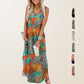 🎉Laatste dag promotie 50% KORTING💃2025 Zomer Boho Print V-hals Maxi-jurk met zakken