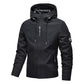 🎁2026 Nieuw binnen 50% KORTING💥Effen waterdichte winddichte hoodiejack met trekkoord en ritssluiting voor heren