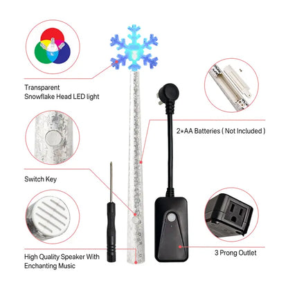 Magische lichtstaaf kerstcadeau, draadloze muziekgestuurde stopcontact geschikt voor kerstboomverlichting en decoratieve verlichting voor thuis