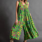 2024 Nieuwe grote maat vintage bloemenprint losse mouwloze jumpsuit