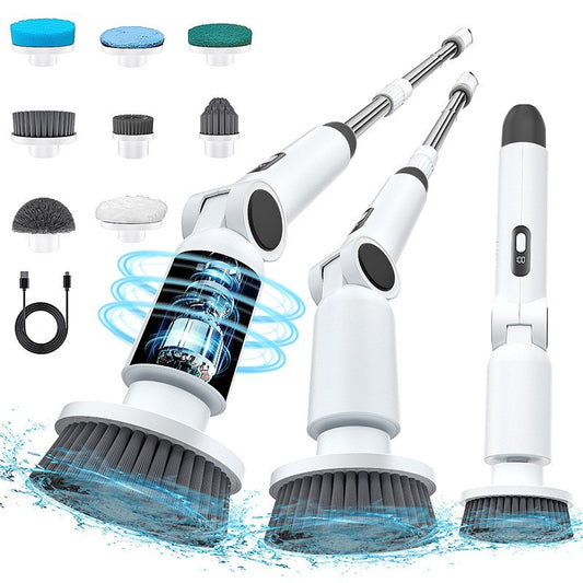 Negen-in-één waterdichte multifunctionele elektrische reinigingsborstel voor keuken en badkamer met hoog vermogen
