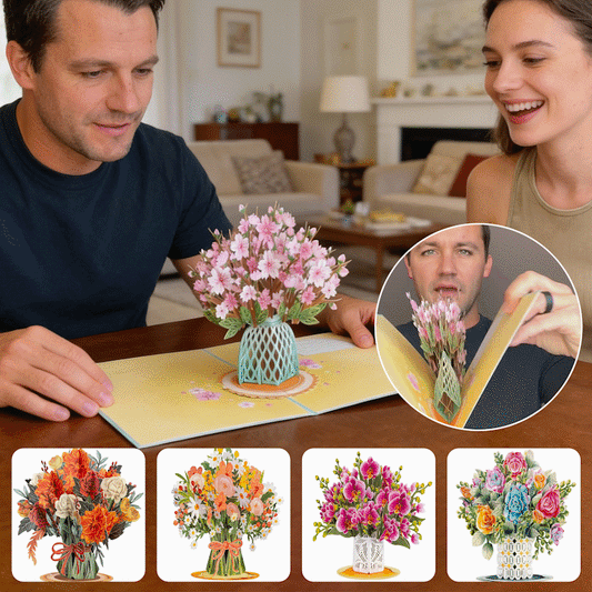 💐2-in-1 cadeau en decoratie, perfect voor elke gelegenheid🌸 3D pop-up boeket wenskaart