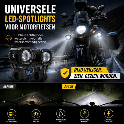 🎉 Aanbieding 2026 — Meer dan 40.000 verkocht! 🏍️ Universele LED-spotlights voor motorfietsen – Dubbele lichtbundel & waterdicht voor alle weersomstandigheden 💡