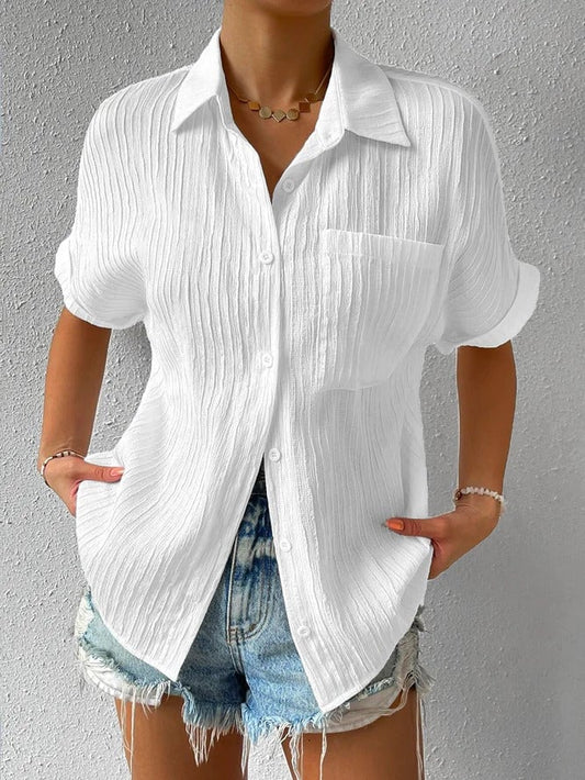 Overhemd Kraag Casual Knoop Los Blouse