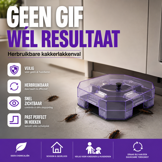 🏠🚫 50% KORTING! Stop met het spuiten van chemische troep waar je kinderen en huisdieren bij lopen! Deze herbruikbare val met eenrichtingsdeuren vangt élke kakkerlak – geen gif, geen rommel.