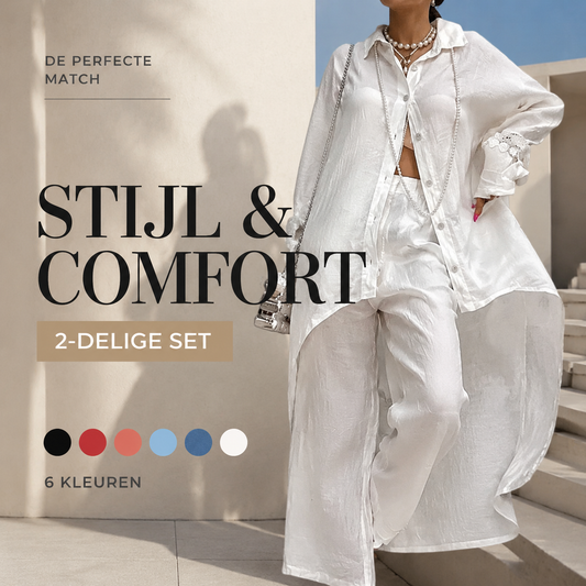 Trendy tweedelige damesoutfit in effen kleur met shirt met lange mouwen en broek