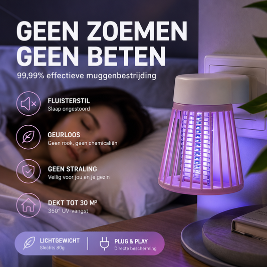 📢Laatste dag aanbieding: slechts 17,97!!!🔇✨ Elektrische muggenlamp – 99,99% fysieke muggenbestrijding, geurloos, geen straling, stille werking. 360° UV-vangst, dekt tot 30 m². Perfect voor slaapkamer en tuin! 😴🌙🛡️
