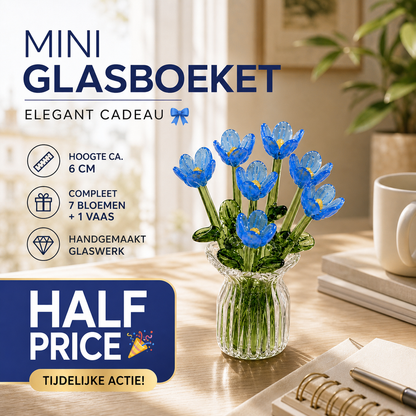 ⏳ FLASH SALE! ✨ Mini Glasboeket | Elegant Cadeau 🎀 | Hoogte ca. 6cm | HALF PRICE 🎉