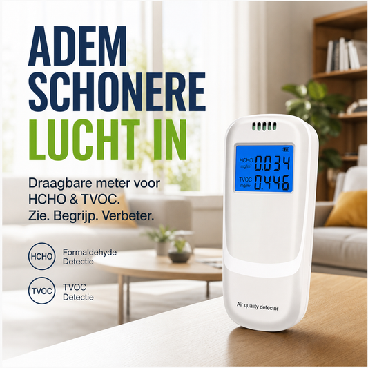 Draagbare luchtkwaliteitsmeter met formaldehyde-meting