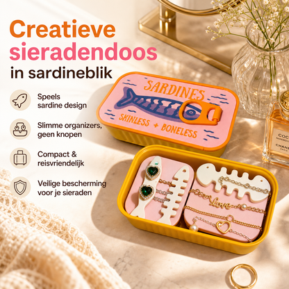 Creatieve sieradendoos in sardineblik