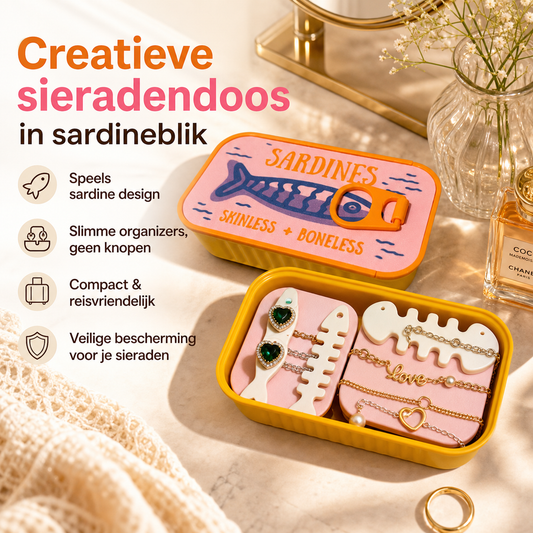 Creatieve sieradendoos in sardineblik