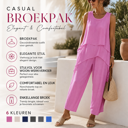🎁2026 Nieuw binnen 50% KORTING💥Super lage korting Casual mouwloze losse top en broekpak voor dames in grote maten