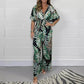 🍃Vrouwen Zomer Fashion Leaf Print Plus Size Bodysuit met Elastische Taille