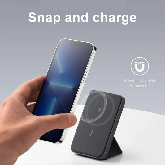 🎁2026 Nieuw binnen 50% KORTING💥Mini opvouwbare draadloze magnetische powerbank met standaard