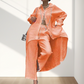 Trendy tweedelige damesoutfit in effen kleur met shirt met lange mouwen en broek
