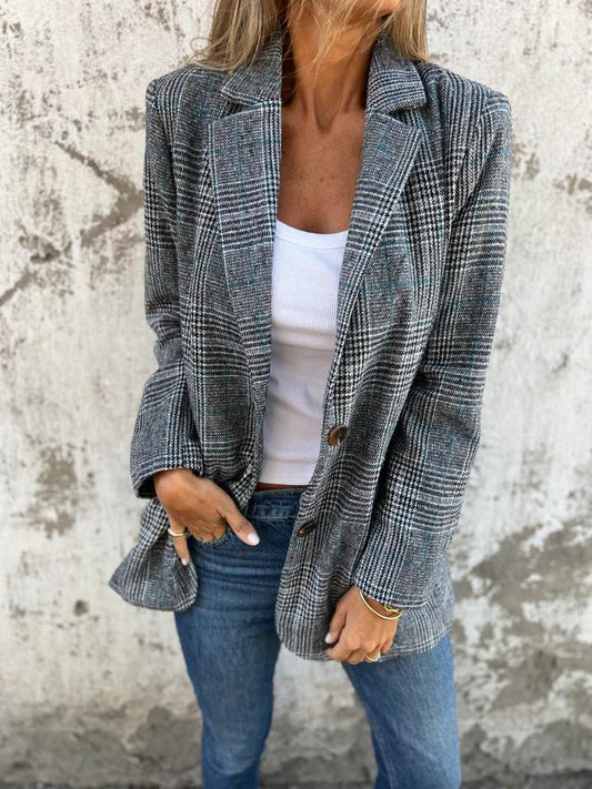 🥰Seizoensaanbieding tegen superlage prijs🥰Casual geruite blazer met revers