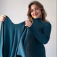 ✨2024 Herfst nieuwe vrouwen effen kleur bodem gebreide batwing sjaal driedelige set🎈