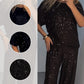 ✨Damestop met paillettenprint en losse broek
