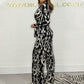 Jumpsuit met lange mouwen en V-hals Luipaard Zebra