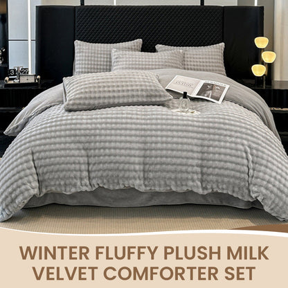🛏️ NU 50% KORTING! ✨ Winter Fluffy Plush Milk Velvet dekbedset - Ultrazacht thermisch ontwerp met modern borduurwerk voor gezellig beddengoed 🏠❄️