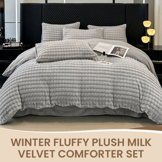 🛏️ NU 50% KORTING! ✨ Winter Fluffy Plush Milk Velvet dekbedset - Ultrazacht thermisch ontwerp met modern borduurwerk voor gezellig beddengoed 🏠❄️