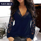 🔥Kanten patchwork V-hals Sheer Top met lange mouwen