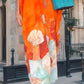 Lange jurk met bloemenprint en halve mouwen