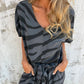 Damesset met zebraprint V-hals, top en broek