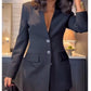 💖Limited Time Sale 49% UIT💖Stylish Blazer & Doorschijnende Uitlopende Broek 2 PCS Set