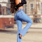 Elastische Flare Jeans met Hoge Taille