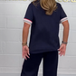 🌟T-shirt met korte mouwen en zijstrepen en joggingbroek met wijde pijpen