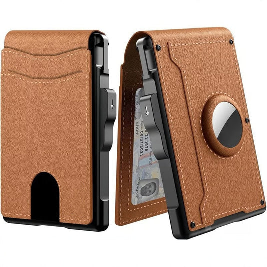 🔥Nieuw binnen 50% KORTING🎁🔥Portemonnee voor mannen - met Pop Up Aluminium Case Geldclip Slanke lederen sleuven creditcard houder RFID Blokkeren Bifold Minimalistische portemonnee