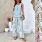 Dames Trendy Print 2-delige Outfits Mouwloze Top & Broek