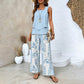 Dames Trendy Print 2-delige Outfits Mouwloze Top & Broek
