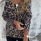 Dames stretch top met luipaardprint en ronde hals