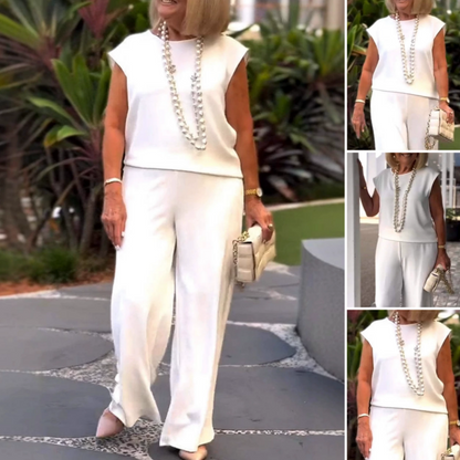 🔥Nieuw binnen 50% KORTING🎁👗Mouwloze top en broek met ronde hals voor dames