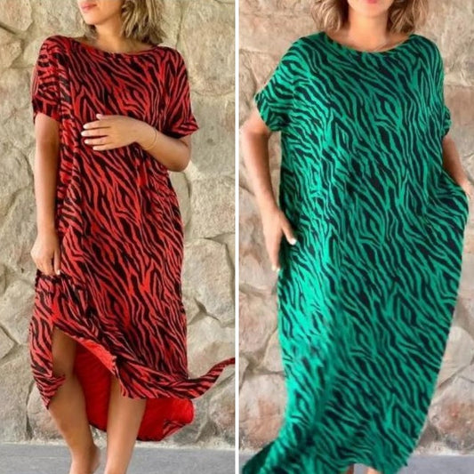 Oversized T-Shirt Midi Jurk met Dierenprint