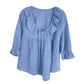 Dames 3/4 mouw gestrikte voorkant ruche gelaagde shirts