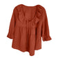 Dames 3/4 mouw gestrikte voorkant ruche gelaagde shirts