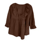 Dames 3/4 mouw gestrikte voorkant ruche gelaagde shirts