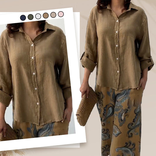 Damesmode Losse Cardigan Shirt & Hoge Taille Broek Tweedelige Set