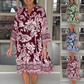 Casual vrouwenjurk met bloemenprint en V-hals