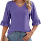 Vrouwen Elegante Ruffle Mouwen V-Hals Tops