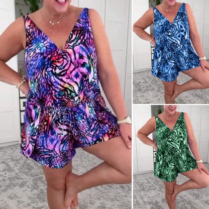 🌸 Zomer Hot Sale 49%OFF 🌸Sleeveless V-Hals Gedrukt Badpak